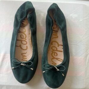 Sam Edelman Green Suede Flats with Bow Detail